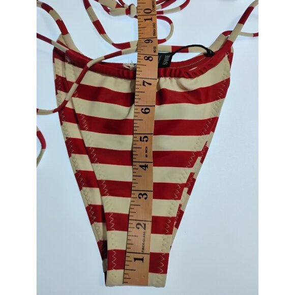 SAME LOS ANGELES 2 PC BIKINY WOMENS Triangle Top And String Bootom L Stripped - Picture 4 of 10